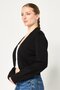 Women Split Neck Textured Cardigan, Black - 3