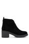 Women's Genuine Leather Black Suede Heeled Boots