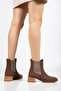 Women's Round Toe Double Elastic Daily Boots Ezra Brown Suede - 3