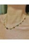 Gold element model half round stone steel necklace - 3