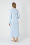 Women's Blue Lace Detailed Design Full Length Winter Maternity Dressing Gown Nightgown Set of 2 - 7