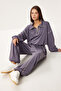 Contrast Stripe Knitted Top and Bottom Set Ldm0008 Smoked - 2