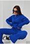 Ribbed Knit Pants Bomber Jacket Women's Top and Bottom Set - 2