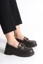 Melivaria Brown Women's Buckle Loafers Daily Laceless Orthopedic Sole Stylish Casual Shoes - 4