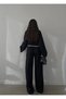 Black and White Piped Crop Sweater High Waist Pants Soft Textured Stretch Fabric Knitwear Set - 4
