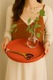 Decorative Presentation Tray 33 cm Round Tray with Metal Leather Handles - 2