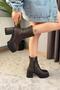 Women's Pita Brown (8 cm) Platform Heeled Zippered Boots