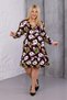 Women's Purple Green Floral Pattern Double-Breasted Collar Flexible Waist Plus Size Dress - 4