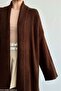 Women's Brown Shawl Collar Long Knit Cardigan |   Oversized & Comfortable Model - 5
