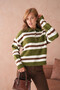 Women's Polo Neck Striped Oversize Knitwear Sweater - 5