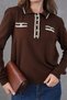 Women's Polo Neck Garni Detail Knitwear Sweater - 2
