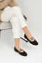 Women's Black Coin Buckle Ballerinas Byndvt05 - 3