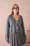 Women's Polo Collar Button Detail Oversized Knitwear Cardigan - 3