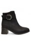 Black Zippered Heeled Buckle Casual Women's Boots