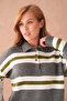 Women's Polo Neck Striped Oversize Knitwear Sweater - 2