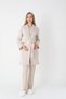 Women's Mink Design Striped Lace Detailed Winter Maternity Maternity Dressing Gown Pajama Set 3-Piece Set
