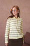 Women's Polo Neck Stripe Detail Hair Knitwear Sweater - 4