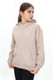 Beige Girl's Hooded Stripe Zipper Detailed Pocketed Off Shoulder Knitted Cardigan - 4