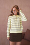 Women's Polo Neck Stripe Detail Hair Knitwear Sweater - 2