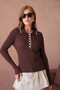 Women's Polo Yak Agarni Stitched Ribbed Knit Knitwear Sweater - 4