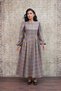 Pleated Orange Plaid Long Women's Dress - 4