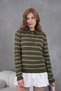 Women's Polo Neck Stripe Detail Hair Knitwear Sweater - 2