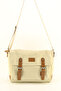 Unisex Beige Canvas Business School Briefcase Laptop Messenger Bag - 2