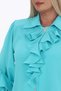 Plus Size Epaulet Sleeves Stone Button Ruffle Collar Brooch Detailed Stylish Women's Blouse - 3