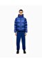 Men's Hooded Collar Long Sleeve Zipper Closure Pocket Detail Blue Coat - 2