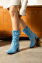 Rio Baby Blue Calf Leather Suede 7 cm Heel Round Toe Rounded Toe Booties Bottie - 3
