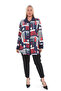 Plus Size (50-56) Shirt Collar Metal Button Long Sleeve Geometric Pattern Casual Women's Tunic - 4