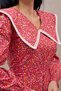 Vintage Big Collar Red Floral Long Flared Women's Dress - 6