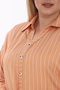 Plus Size (50-56) Striped Shirt V-Neck Epaulet Long Sleeve Women's Shirt - 3