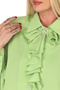Plus Size Epaulet Sleeves Stone Button Ruffle Collar Brooch Detailed Stylish Women's Blouse - 3