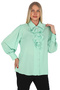 Plus Size Epaulet Sleeves Stone Button Ruffle Collar Brooch Detailed Stylish Women's Blouse