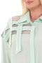 Plus Size (50-56) Stylish Women's Shirt with Stone Detailing, Ribbon Tulle Shoulders and Epaulettes - 4