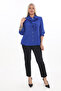 Plus Size Epaulet Sleeves Stone Button Ruffle Collar Brooch Detailed Stylish Women's Blouse - 4