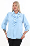 Plus Size Epaulet Sleeves Stone Button Ruffle Collar Brooch Detailed Stylish Women's Blouse