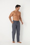 Men's Cotton Pocketed Plaid Elastic Waist Pajama Bottoms / Navy Blue 604 - 4