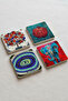 Natural Stone Coasters Set of 4 10X10X1 cm Evil Eye Blessing Tree Pomegranate Elephant Themed - 2