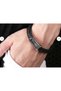 Men's Black Mesh Leather Bracelet with Stainless Steel Detailing, Stylish and Suitable for Everyday Wear