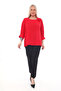 Plus Size (50-56) Pleated Sleeve 3D Flower Accessory Detail Stylish Women's Blouse - 4