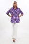 Plus Size (50-56) Printed Chiffon Shirt Collar Modern Geometric Pattern Women's Evening Dress Tunic - 4