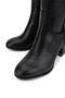 Women's Faux Leather Black Heeled Boots - 3