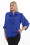 Plus Size Epaulet Sleeves Stone Button Ruffle Collar Brooch Detailed Stylish Women's Blouse