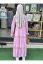 Pink Lace Detailed Lined Hijab Dress - 2