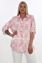 Plus Size (50-56) Printed Chiffon Shirt Collar Modern Geometric Pattern Women's Evening Dress Tunic