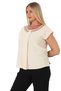 Plus Size Solid Color Moon Sleeve Tulle Neckline Pleat Detail Stylish Women's Blouse - 2