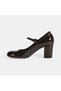 Women's Brown Adjustable Metal Buckle Mary Jane Heeled Shoes - 3