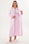 Women's Front Buttoned Piped Cotton Maternity Nightgown-Dressing Gown Set of 2 - 3